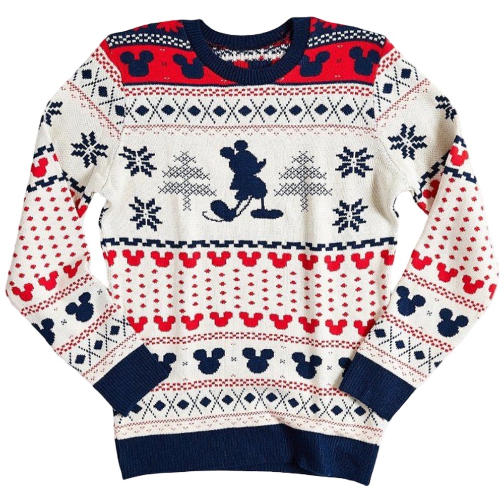 UO Disney Mickey Mouse Fair Isle Christmas Holiday Sweater Adult Med EUC Rare